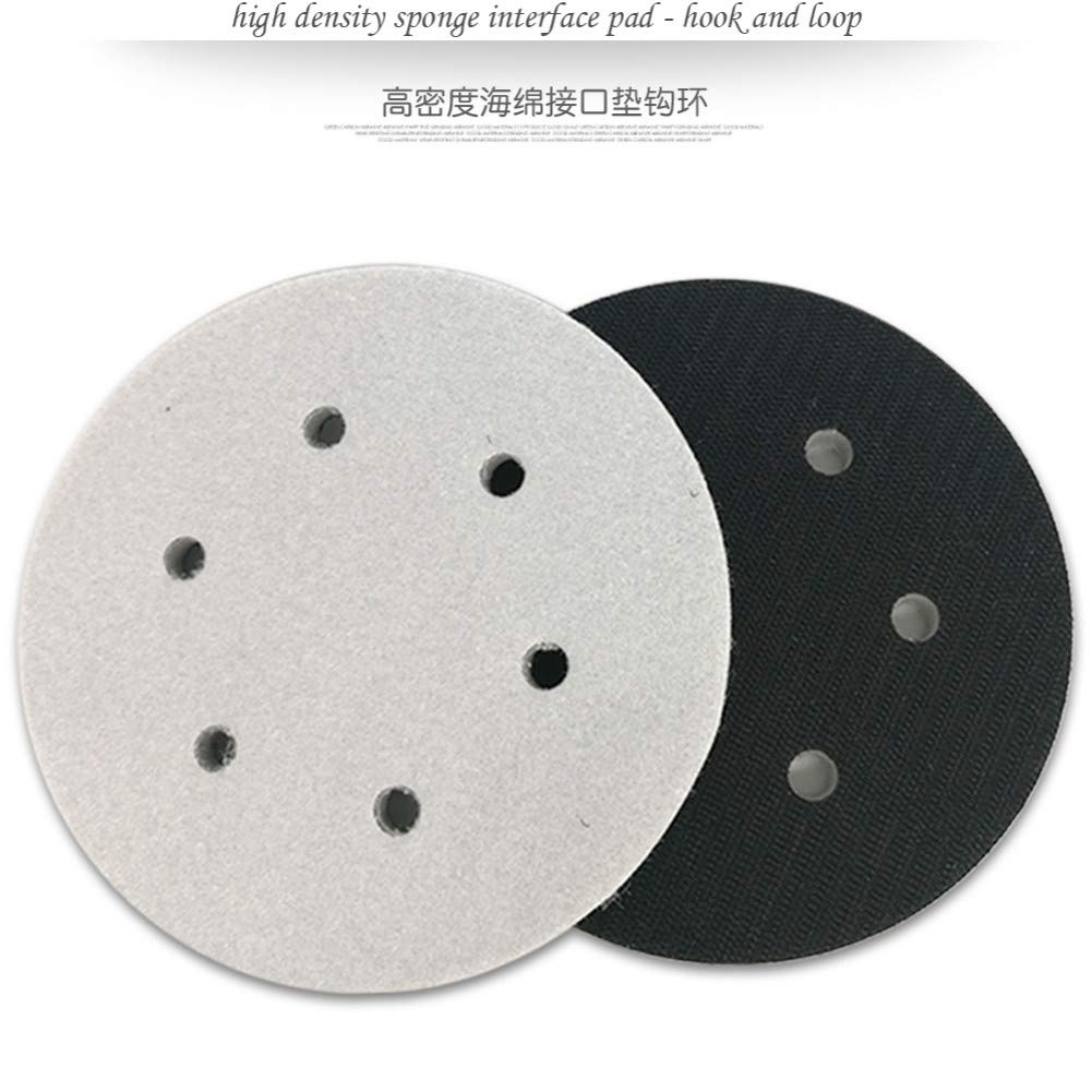 5PCS 6"6-Hole 150mm Almohadilla de interfaz de alta densidad Almohadilla de espuma Almohadilla de pulido Gancho y bucle para amortiguación y protección de piezas de herramientas eléctricas