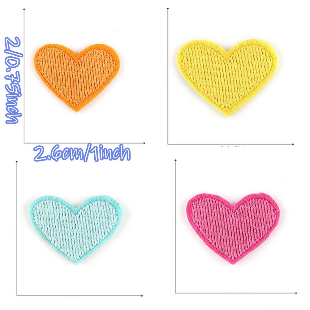 MSCFTFB - 33 parches bordados de corazón pequeño para coser o coser, adornos para ropa, chaquetas, mochilas, zapatos, reparación de decoraciones (naranja)