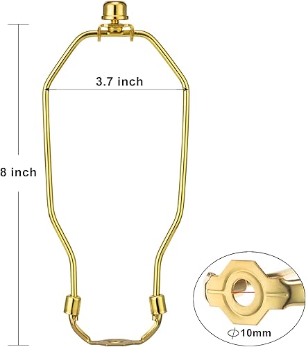 Miniatura 96 de Arpa de lámpara de latón de 8 pulgadas, 2 juegos, soporte de sombra desmontable para lámparas de mesa y pie, soporte resistente con sillín y remate