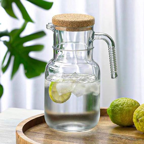 Paşabahçe 43783 Glass Carafe Jug with Hopp Mushroom Cover - 1500 cc
