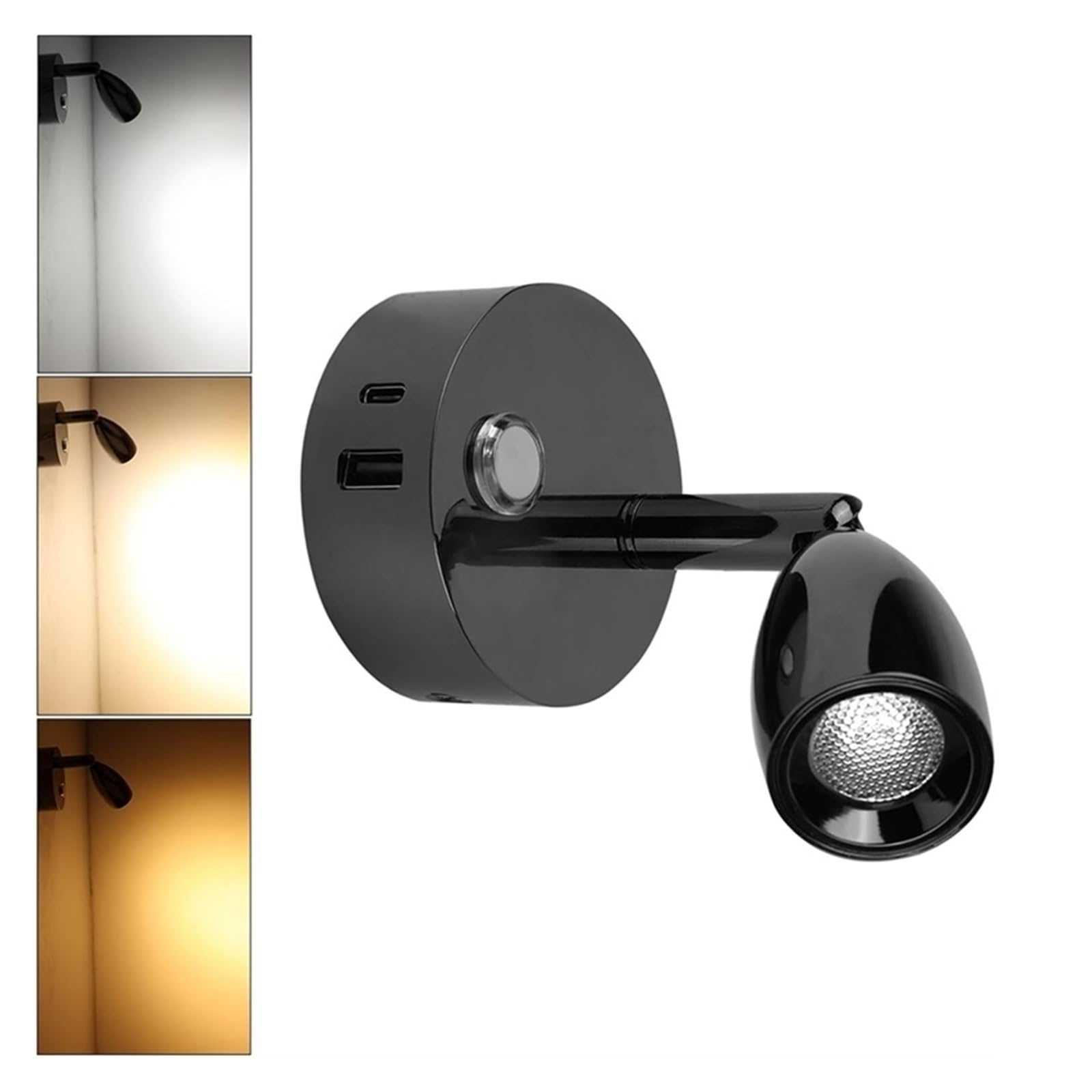 Lámpara De Lectura For Caravana 12 V, Luz Pared Táctil For, Barco, Interruptor Atenuación Con 2 Cargadores USB, Remolque RV Luces Brillantes(3000K-6000K-4000K,Chrome)