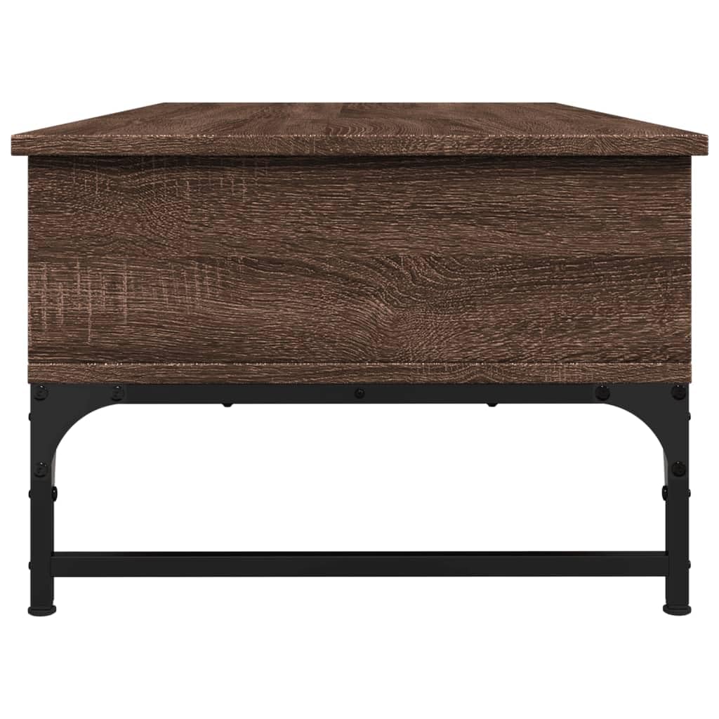 Homgoday Table basse en chêne marron 100 x 50 x 35 cm - Bois d'ingénierie et métal - Table d'appoint pour salon, salle de réception d'invités, chambre à coucher et mobilier de bureau
