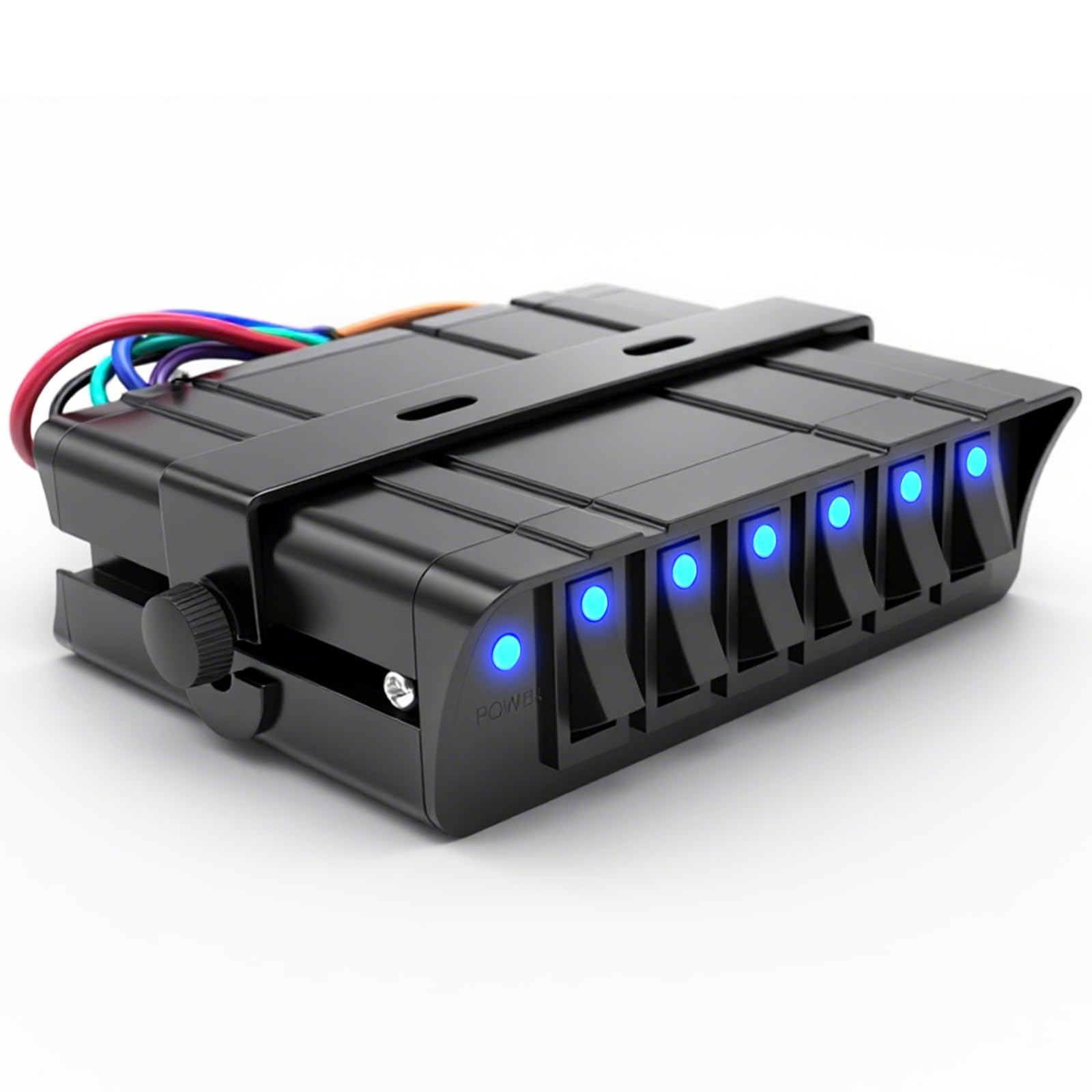 Photo 1 of AMOMD 6 Gang 12V-24V Rocker Switch Box 20A SPST On/Off Toggle Switch Panel for Truck Vehicles Boats RVs Campers 4WD(Blue LED)