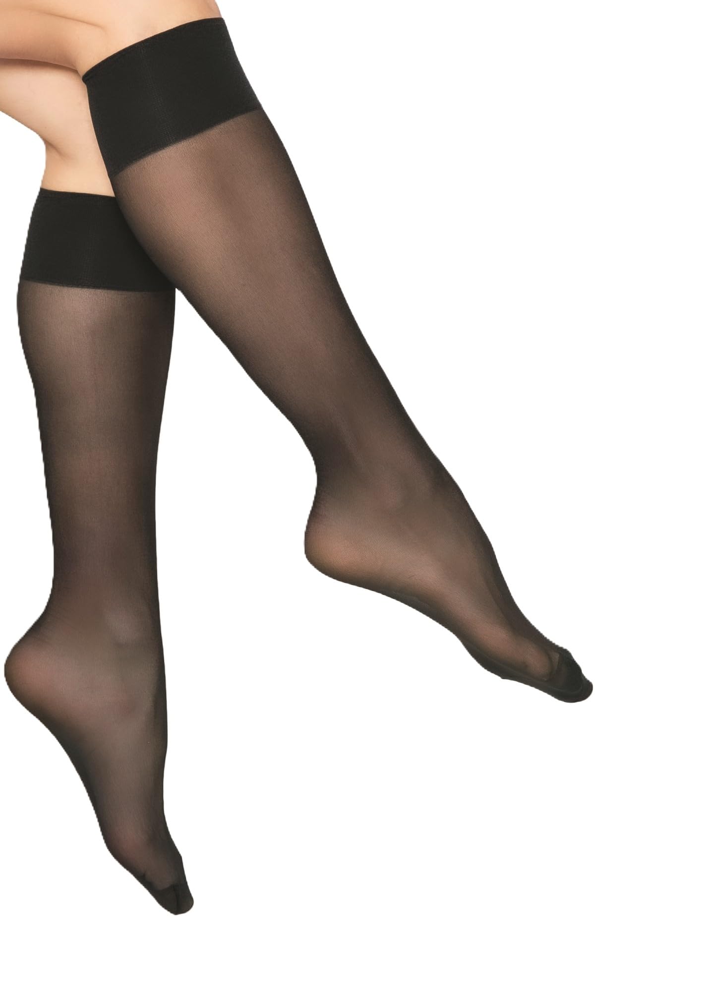 Andrea Bucci Support Knee High Socks, 20 Denier, Factor 10 Compression, One Size 4-8, Black (UK, Alpha, One Size, Regular, Regular, Black)