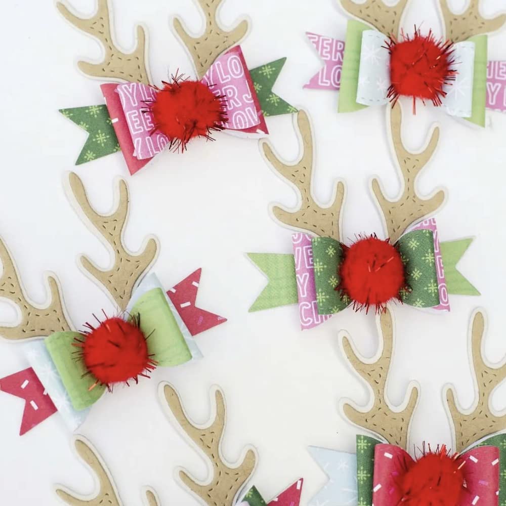 KSCRAFT Cute Rudolf Bow Metal Cutting Dies Stencils for DIY Scrapbooking Decorative Embossing DIY Paper Card