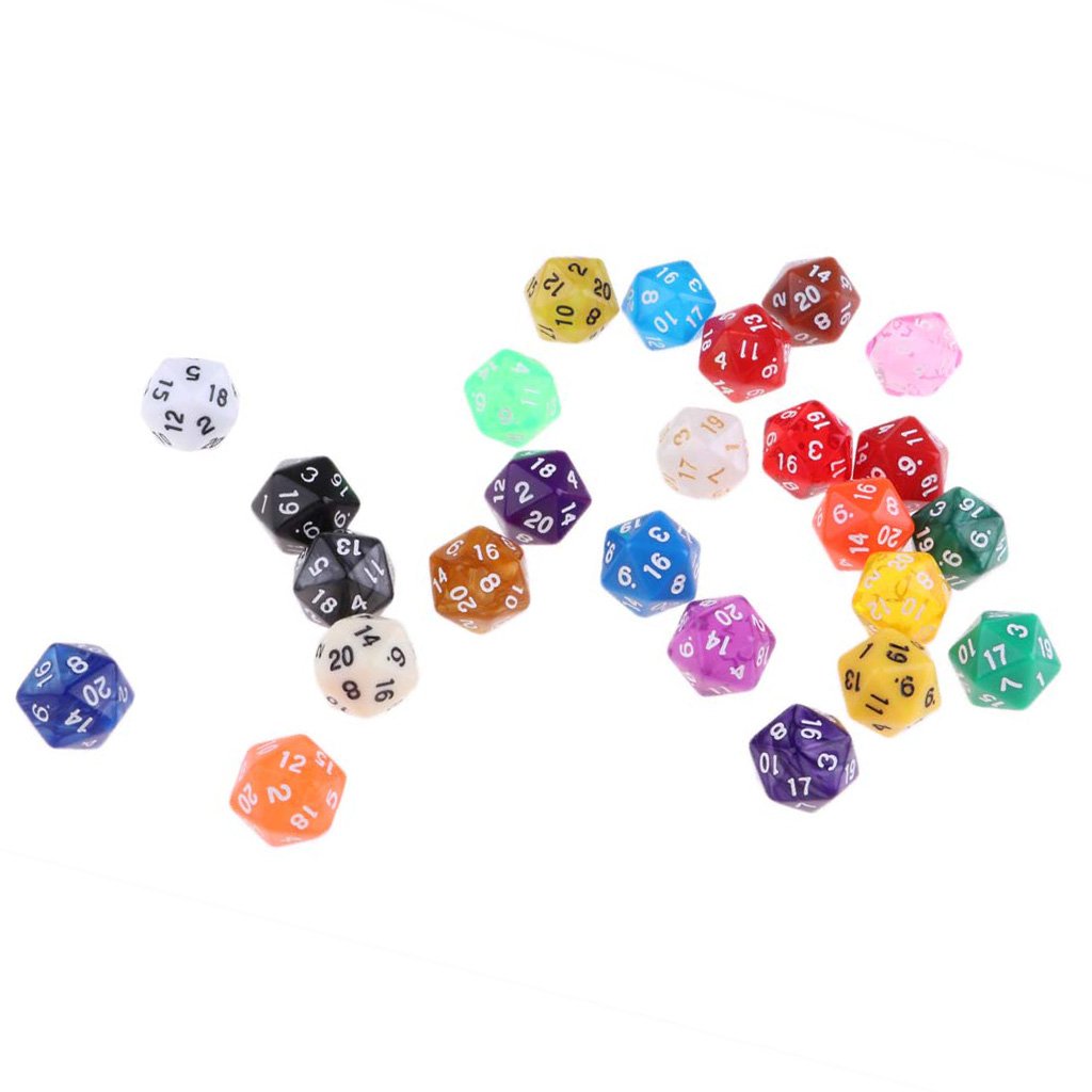 Lot de 5 dés polyédriques D20 pour jeu TRPG Donjons et Dragons Couleur aléatoire