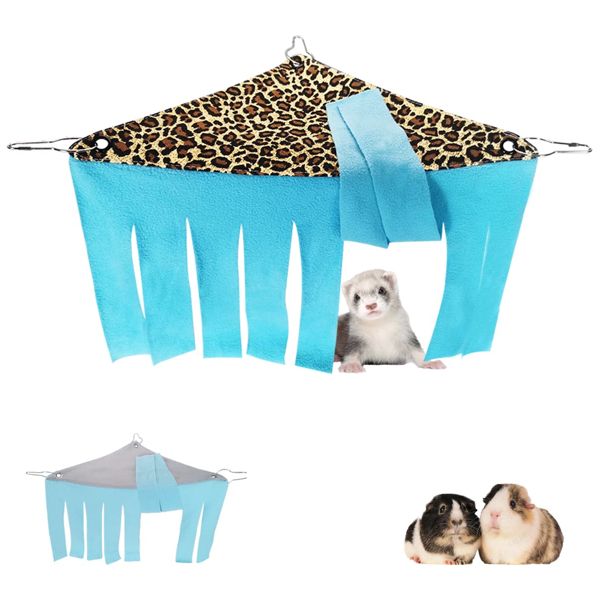 1 Pieces Guinea Pig Hideout Rat Corner Hideaway Peekaboo Toys Cage Accessories Hidden Habitat Tent Toys for Ferrets Chinchillas Sugar Glider Small Pet Animals (Only 1Pcs Leopard Print)