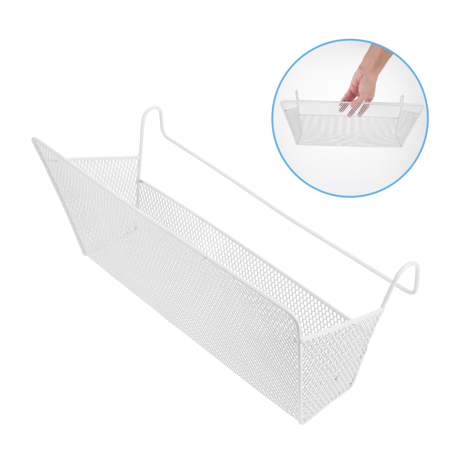 Sosoport Cesta Colgante De Metal Para Almacenamiento Junto Cama, Gran Capacidad, Sin Taladro, Resistente Hierro, Organizador Para Dormitorio y Cama, Uso Multifunción, 1 Unidad Blanca
