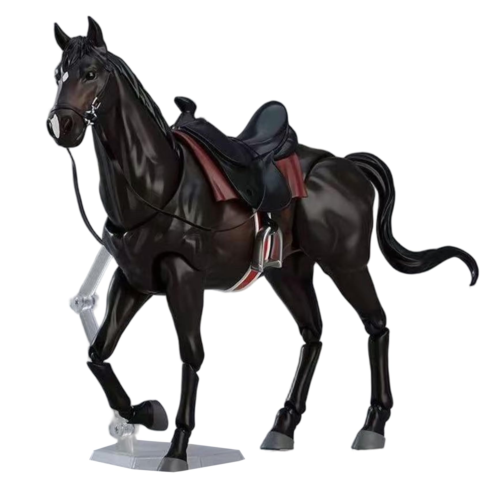 Brenvilo Horse Figurines with Saddle, Halter & Lead Rope 8x5 Posable Horse Statue with Moveable Joint Realistic & DIY Friendly Toy for Enthusiasts, Black