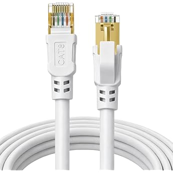 DDMALL CAT 8 LAN Cable 5 m, 40Gbit/s Network Cable Round (5 Metres, White) | 1m 2m 3m 5m 6m 8m 10m 15m 20m 25m 30m Shielded E