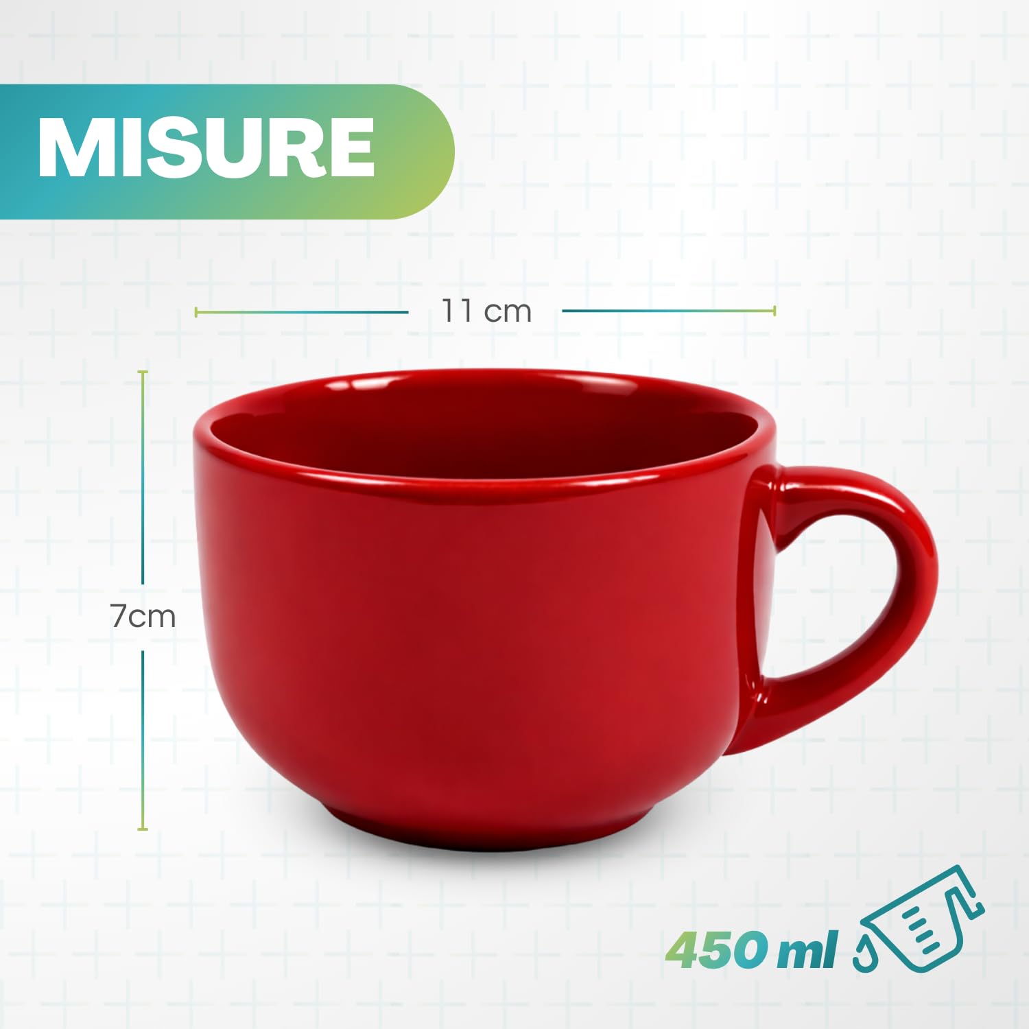 PALUPLUS 4 Tazze da Colazione in Porcellana 450 ml, Lavabili in Lavastoviglie, per Microonde