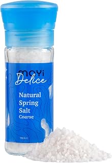 MAYİ Ancient Natural Spring Salt Coarse Grain Grinder 3.8 oz - Hand-Harvested, Kosher, Microplastic-Free, Mineral-Rich, Chemical-Free, Non-GMO, Diamond Crystal Grain, Unrefined Salt for Cooking, Grilling, Baking, Canning & Pickling, Low Sodium Diets
