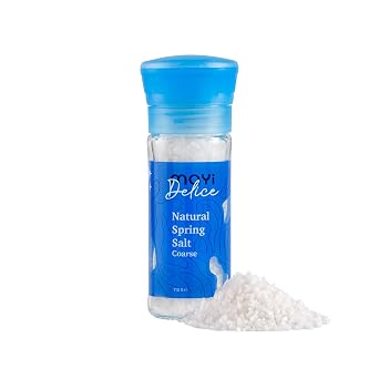 MAYI Ancient Natural Spring Salt Coarse Grain Grinder 3.8 oz - Hand-Harvested, Kosher, Microplastic-Free, Mineral-Rich, Chemical-Free, Non-GMO,Unrefined Salt for Cooking, Grilling, Baking, Canning & Pickling, Low Sodium Diets