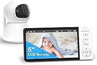 Vista 1 de Monitor de bebé con cámara y audio, pantalla LCD de 5 pulgadas 720P HD Video Baby Monitor, 1300 pies de largo alcance, visión nocturna, conversación