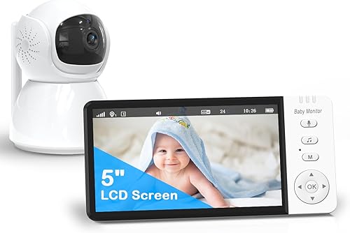 VAVSEA Monitor de bebé con cámara y audio, pantalla LCD de 5 pulgadas, monitor de bebé de video HD 720P, alcance de 1000 pies, VOX, visión nocturna,