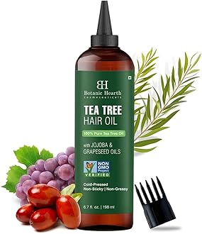 Botanic Hearth Tea Tree Oil for Hair | 200 ML |With Argan, Jojoba & Grapeseed Oils | Soothes Itchy Scalp & Fights Dandruff | Non GMO Verified |