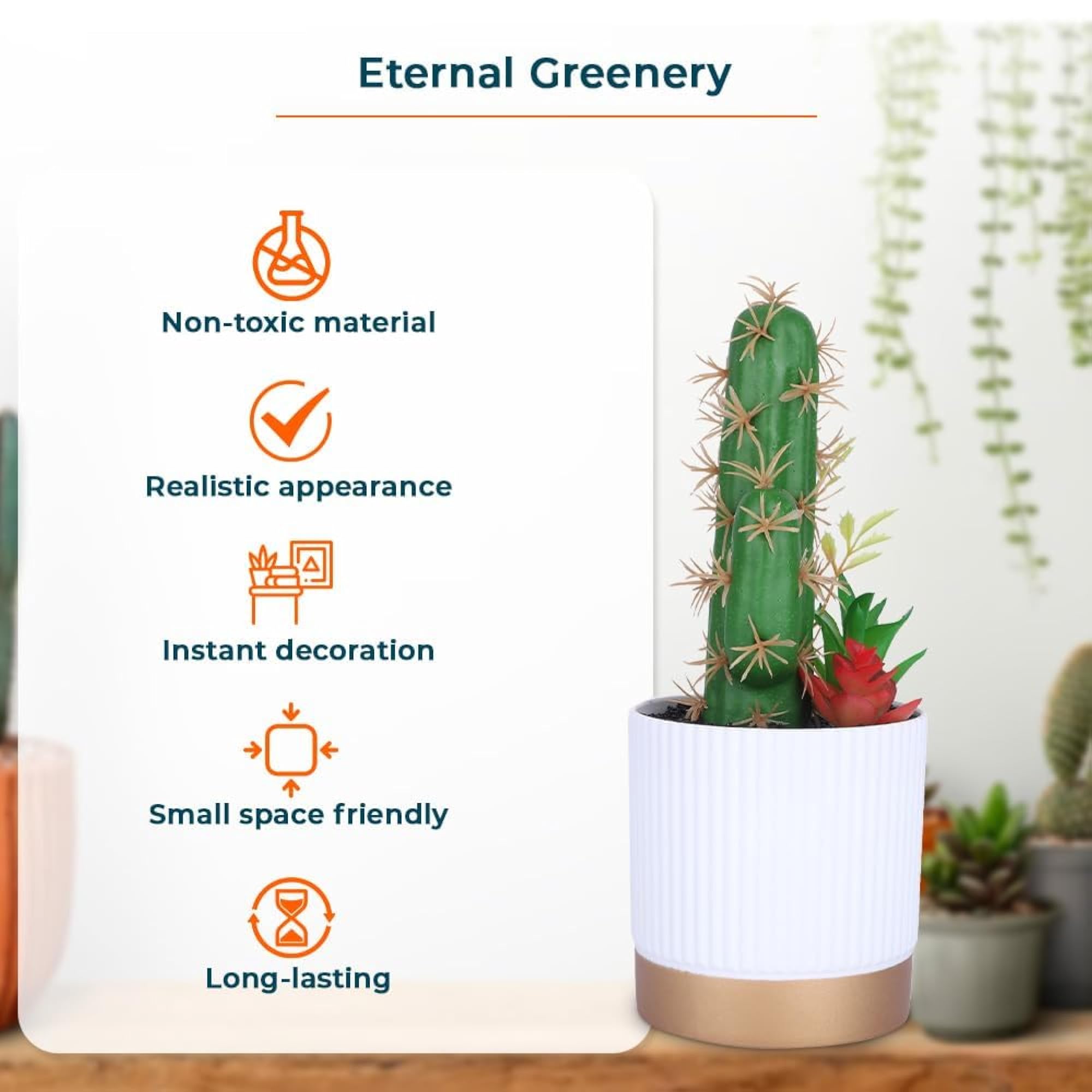 Natural Looking Indoor Fake Plants with Pot for Home Decor