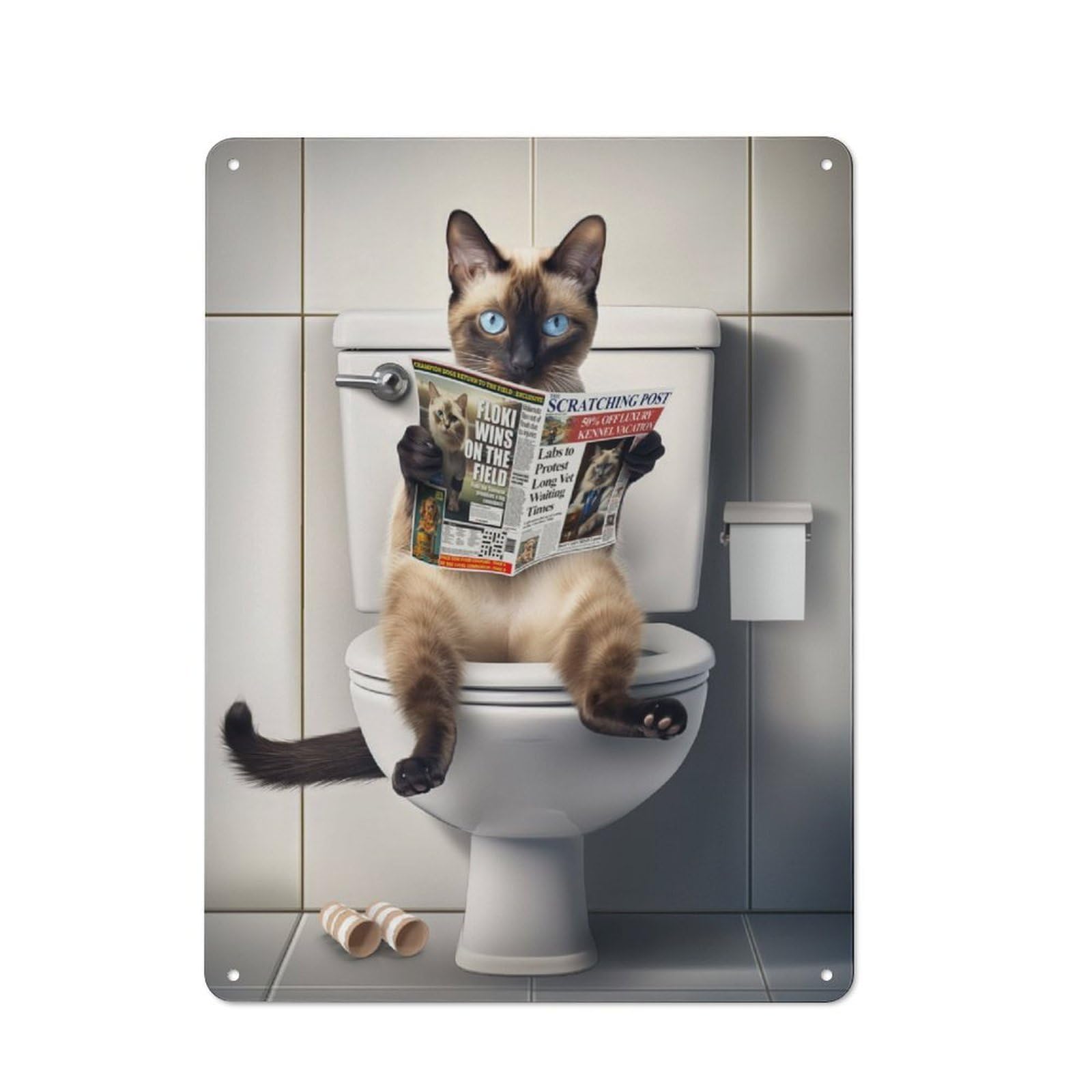 Junmoney Cat On The Throne Tin Sign 40X30cm For Workshop Wall, Rustic Wall Decor, Suited To Workshop Decor Fans