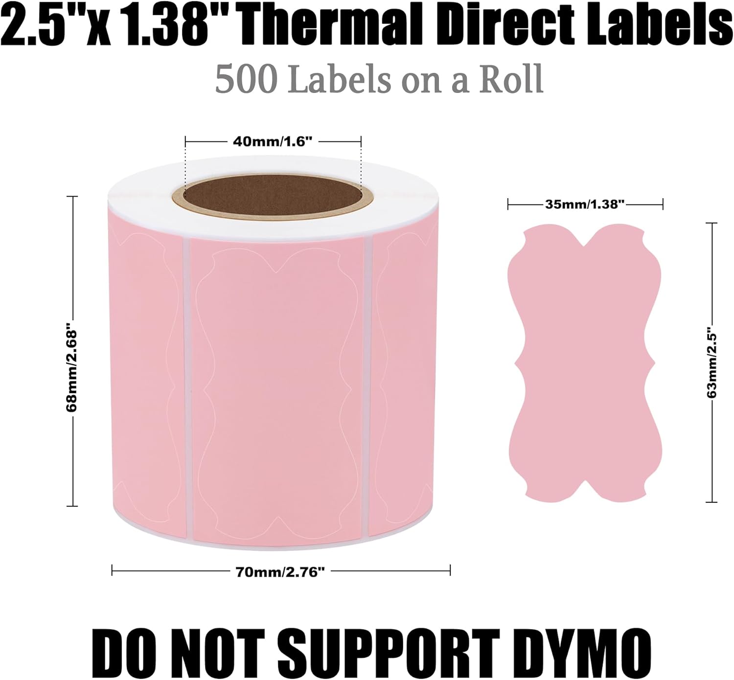 HYBSK 2.5x1.38 Inch Pink Butterfly Thermal Labels for Personalized Custom Supplies - Cute Thermal Printer Label for Small Business - 500pcs per Roll (Butterfly) - Image 3