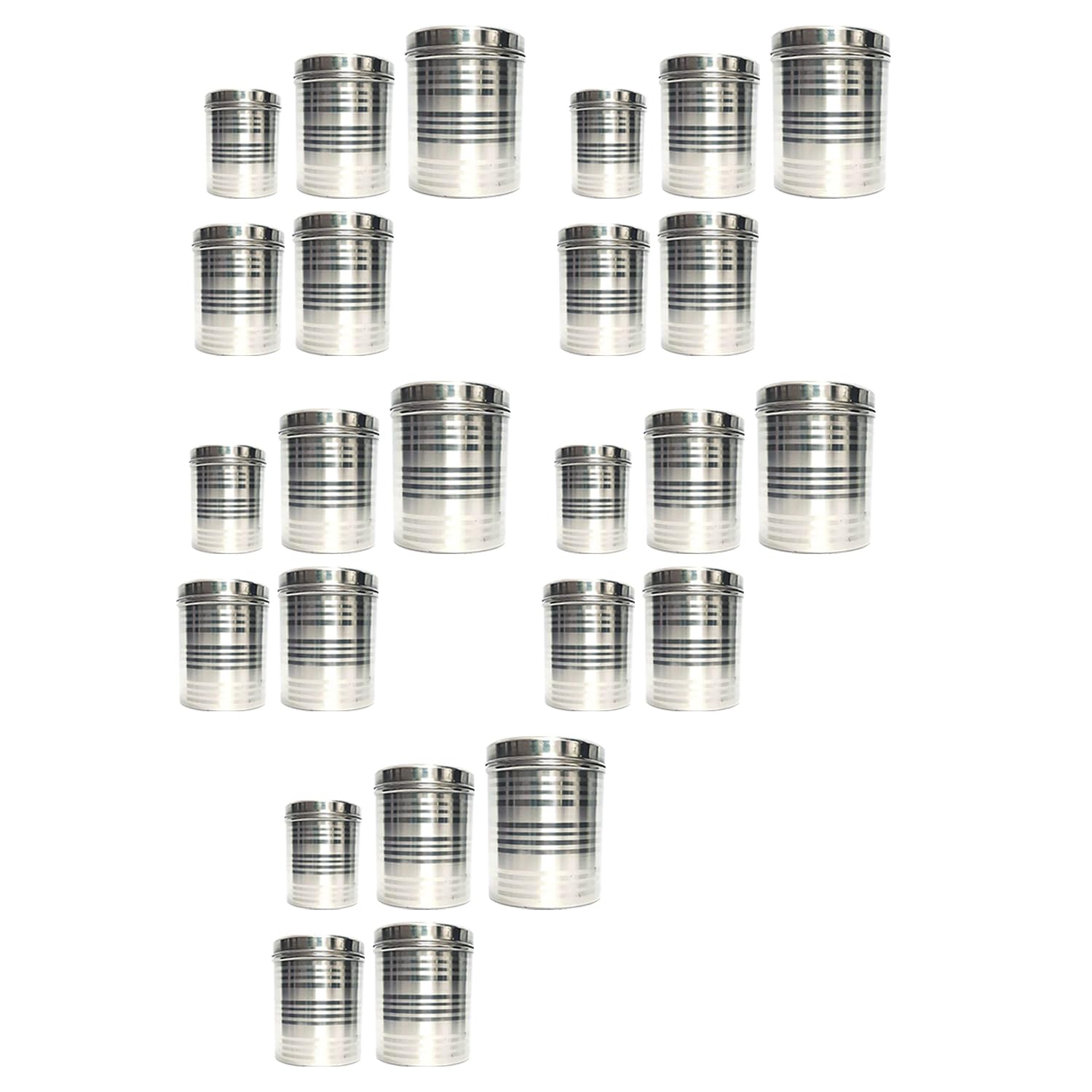 Kuber Industries Stainless Steel Kitchen Containers Set | Durable & Stackable | Wobble Free, Easy to Clean & Multipurpose | Kitchen Storage Container Set of 5 - Assorted (Pack Of 5)