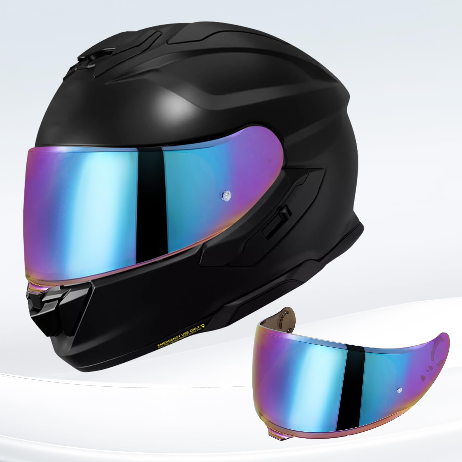 Visiera Casco Moto per GT Air 3 CNS-1C Visiera Casco Integrale Antivento Protezione UV Lente per Visiera per Casco Parti di Ricambio (Arcobaleno)