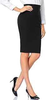 Womens Pencil Skirts Stretch Office Work Skirt Knee Length High Waist Mi...