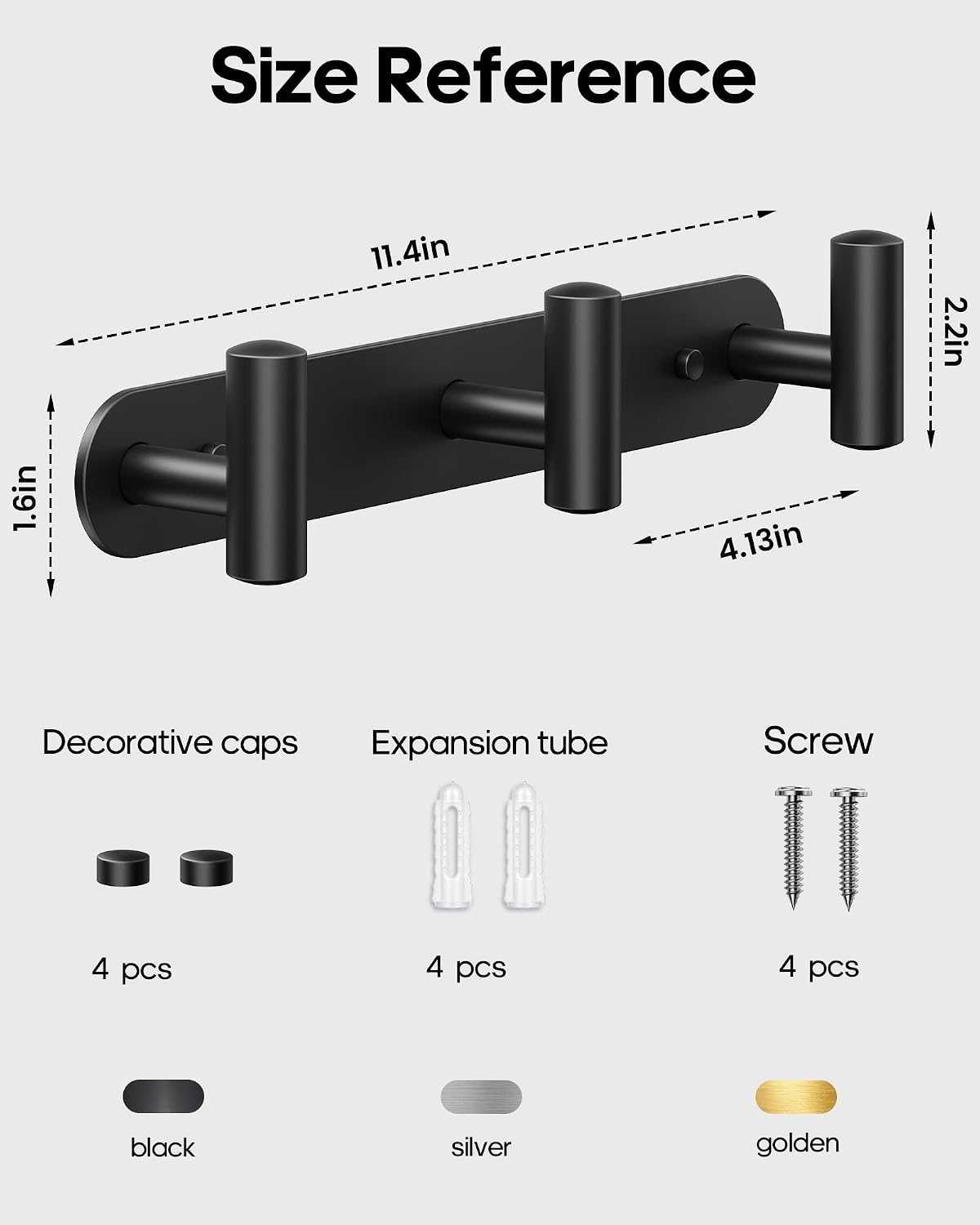 Optish Coat Rack Wall Mount, Black Bathroom Towel Hooks, Heavy Duty Hat Rack Key Holder, Coat Hooks Purse Hanger for Entryway (3 Hook)