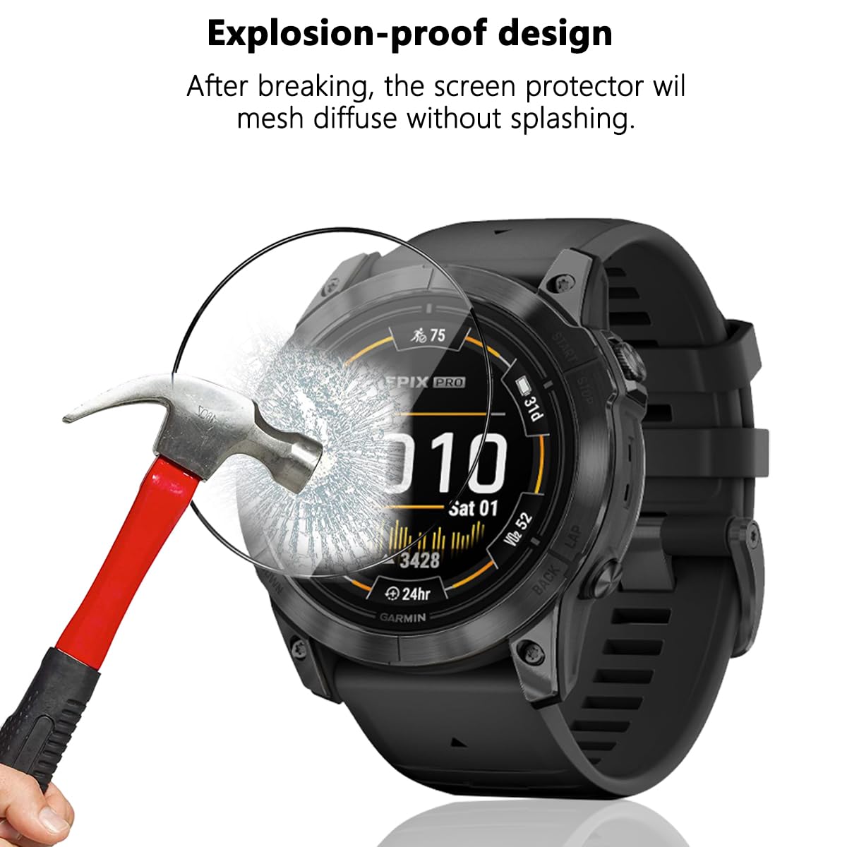 6x Pellicola Protettiva Vetro per Garmin Epix Pro (Gen 2) (51 mm