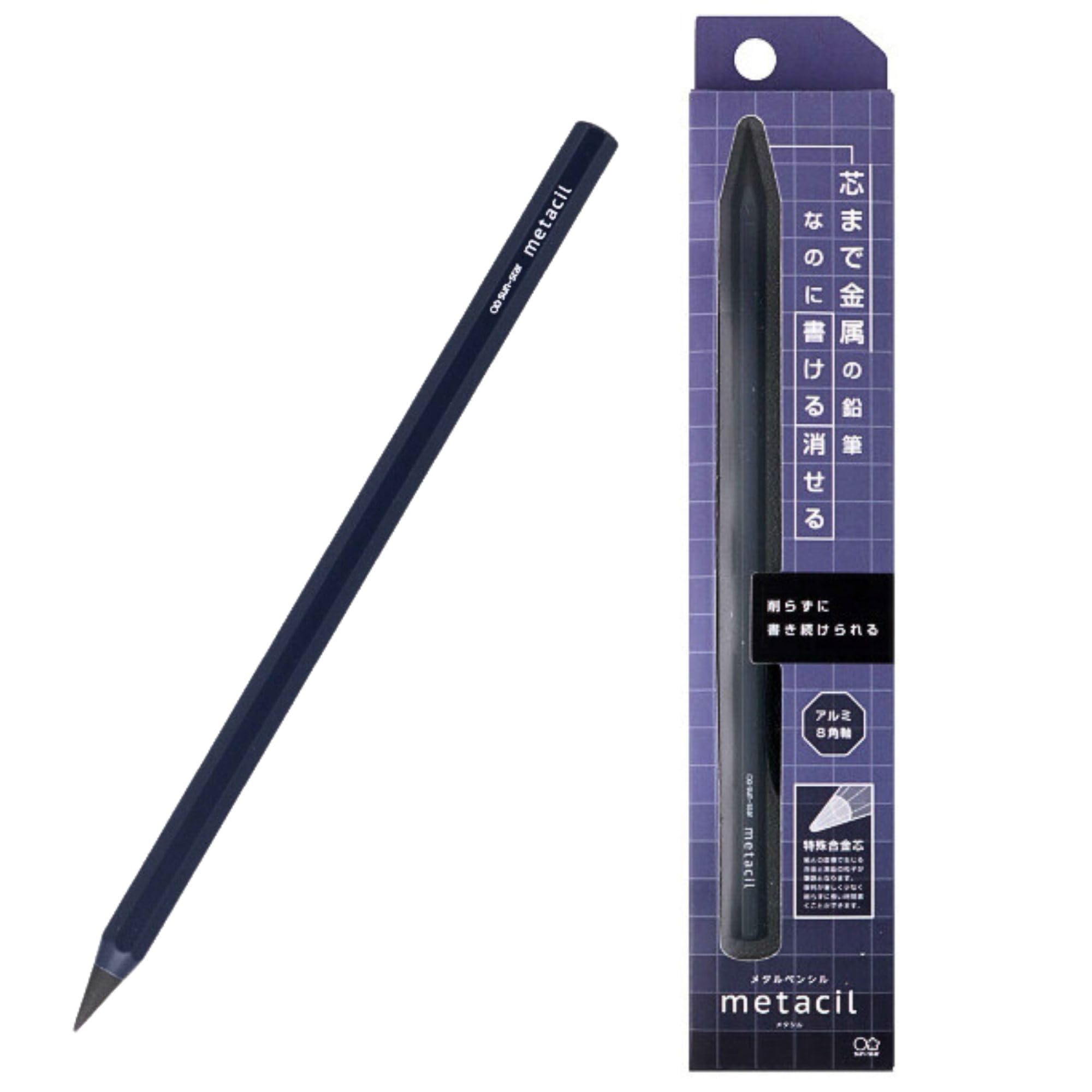 SUN-STAR Metacil Everlasting Metal Pencil, Inkless & Infinity, 2H Black Lead - Navy blue, S4541146 (with Authentic Hologram)