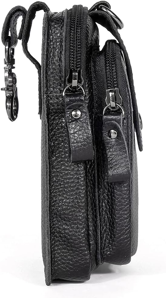 Leather Waist Pack Phone Belt Bag for Men Loop Holster Wallet Cellphone Case Pouch Pack Clip Money Purse