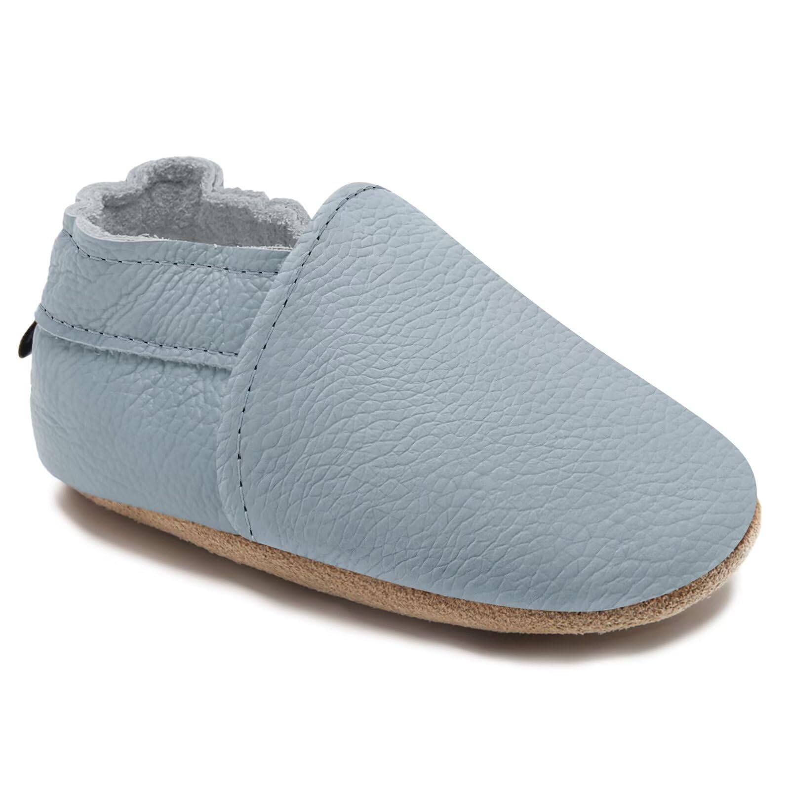 HMIYA Weiche Leder Krabbelschuhe Babyschuhe Lauflernschuhe mit Wildledersohlen für Jungen und Mädchen 0-6 Monate 6-12 Monate 12-18 Monate 18-24 Monate