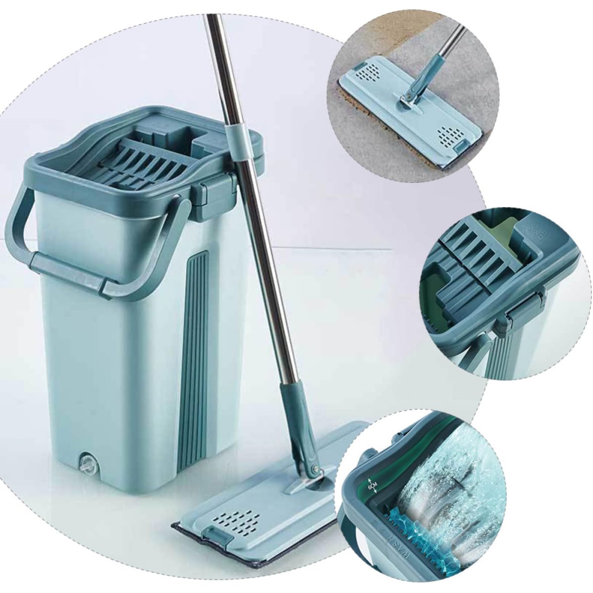 Fregona Esponja de Microfibra Verde para Limpieza Rápida y Profunda, Material de Goma y Plástico, Adecuado Hogar y Uso de Mamás