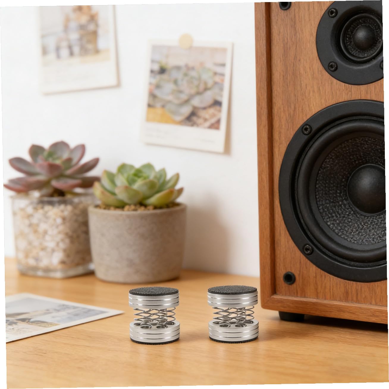 VANZACK 4 pezzi Piedini Isolanti per Casse Acustiche con in Alluminio e Acciaio Ammortizzatori Antivibrazione con Base in Antiscivolo Protezione Pavimento per Diffusori Hifi e