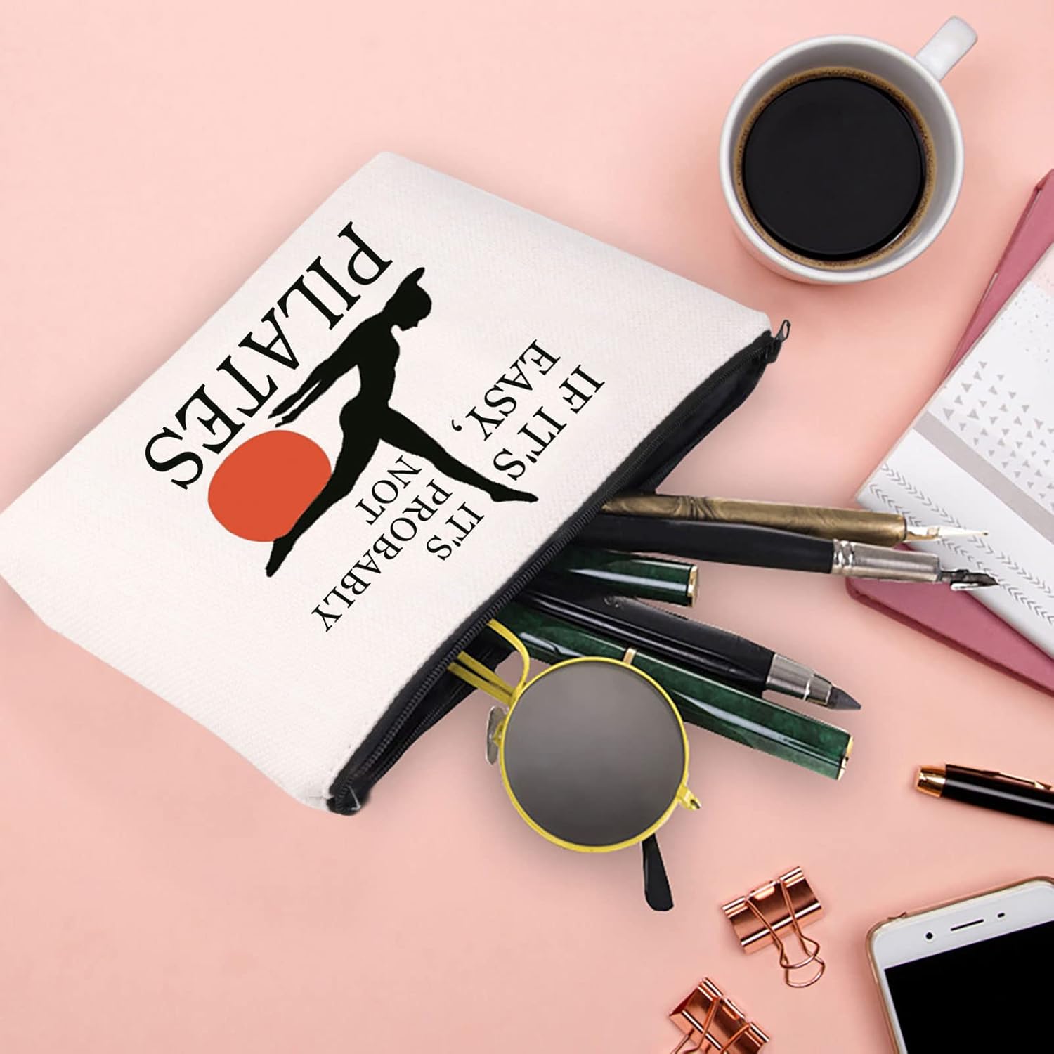 XYANFA Pilates Makeup Bag Pilates Lover Gift Coach Trainer Gym Gift Pilates Instructor Cosmetic Bag If It's Easy It's Probably Not Pilates (PROBABLY NOT PILATES) - Image 2