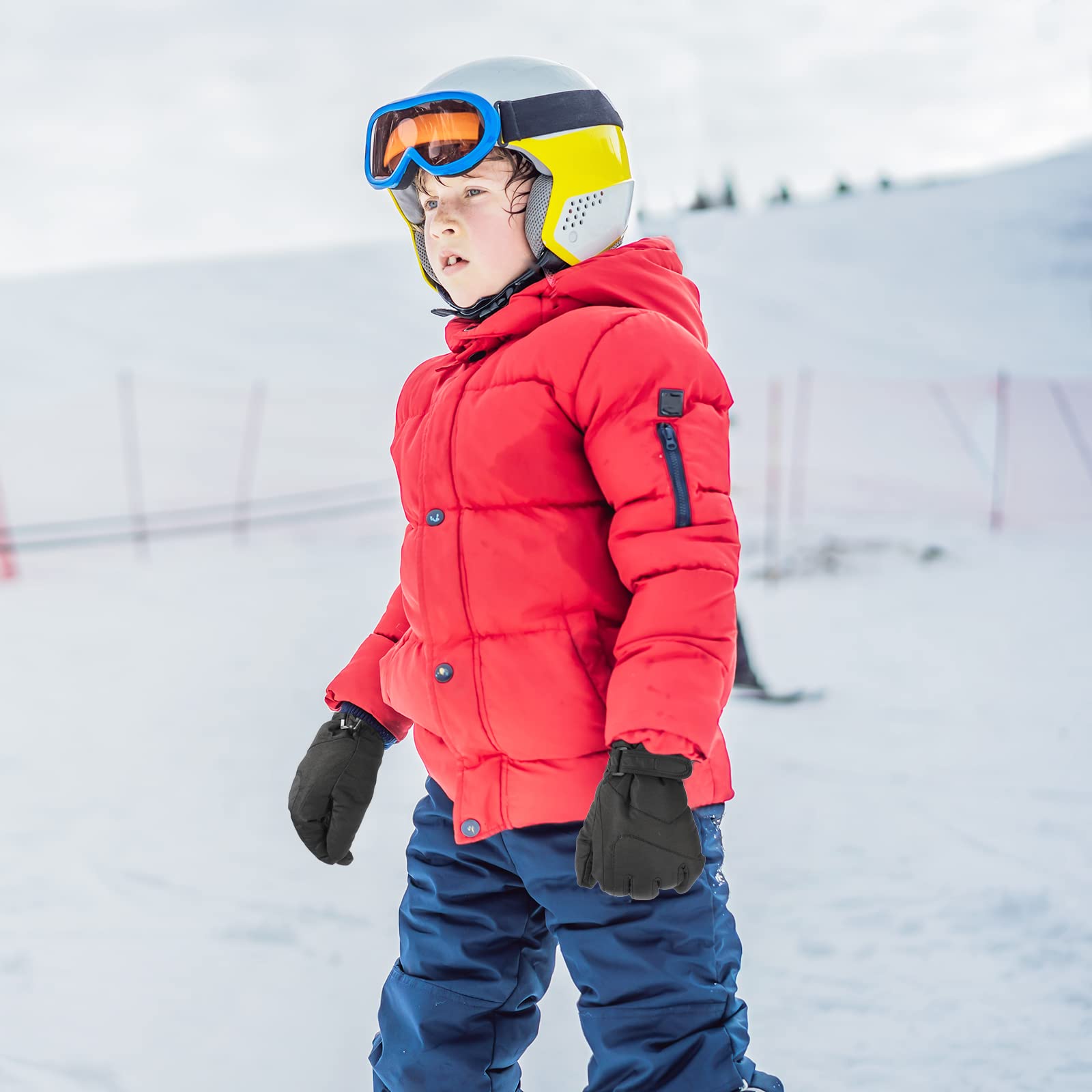 QKURT Guantes de esquí para niños Impermeables Invierno Cálidos Lana Snowboard Nieve Térmicos Aislados