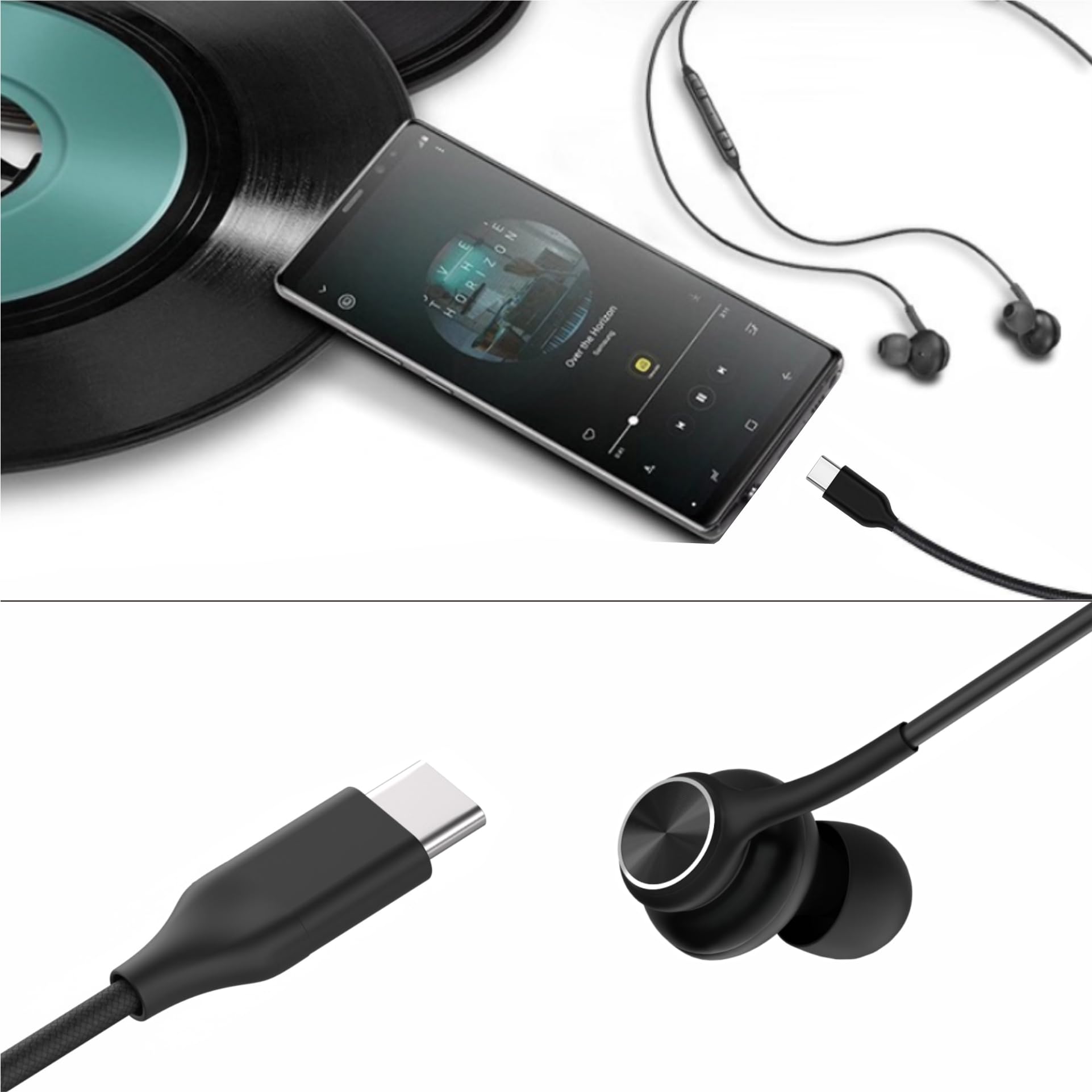 USB-C 有線ヘッドフォン ブラック Amazon.co.jp: aioklcy Type-C 有線イヤホン デュアルドライバー