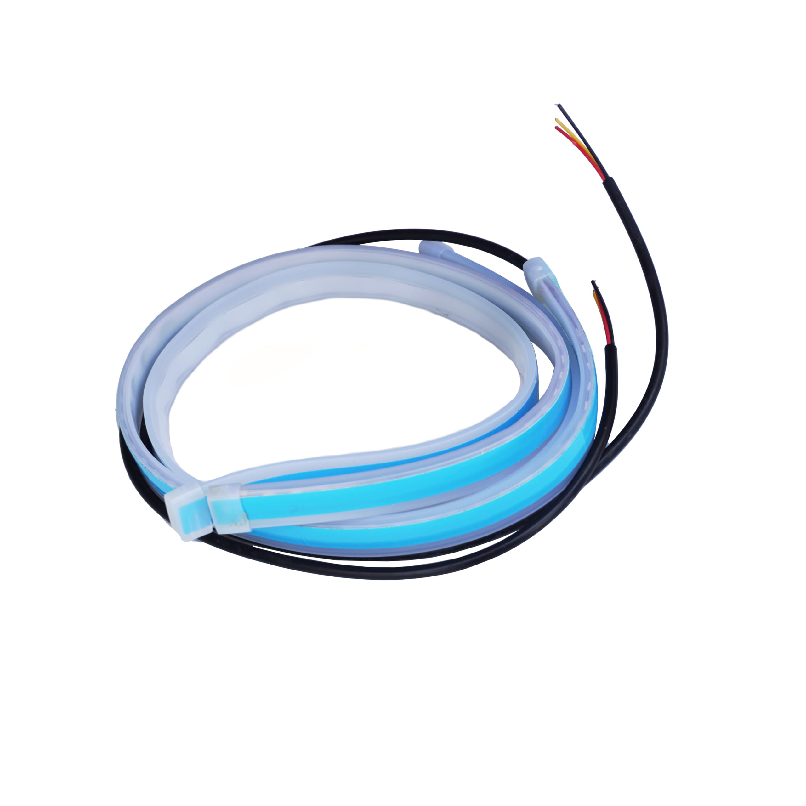 NIKAVI RCJCA001 2Pcs Car LED Strip Lights, 60cm 12V DRL Daytime Running Headlight Strips Dual Color Turn Signal (White/Yellow)