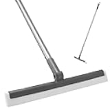 FAYINA Premium Dual-Blade Floor & Window Foam Squeegee 13.75 Inches with Stainless Steel Handle Extendable up to 56 Inches (for Smooth Surfaces)