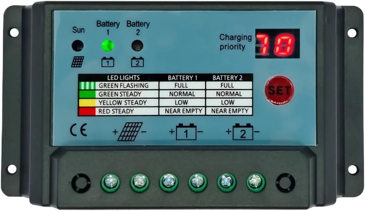 EBAYTV Solar Controller Dual Battery Solar Charge Controller 10A 20A ...