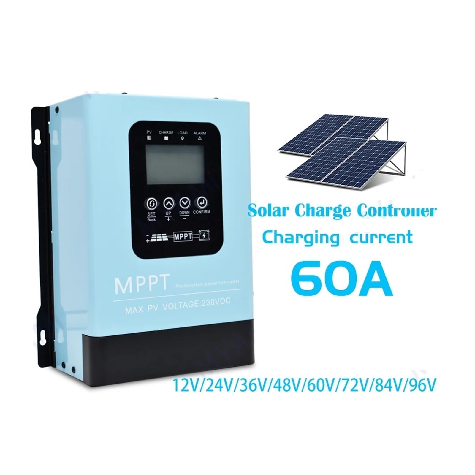 Kontroler ładowania słonecznego, Nowy 12V 24V 36V 48V 60V 72V 84V 96V 30A 60A Ładowarka Off-grid RS485 Mppt Regulator Ładowania Słonecznego