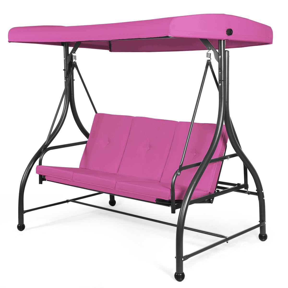 Tangkula 3 Seats Converting Patio Swing, Outdoor Porch Garden Canopy Swing with Comfortable Cushion Seats & Adjustable Tilt Canopy, Heavy Duty Hammock