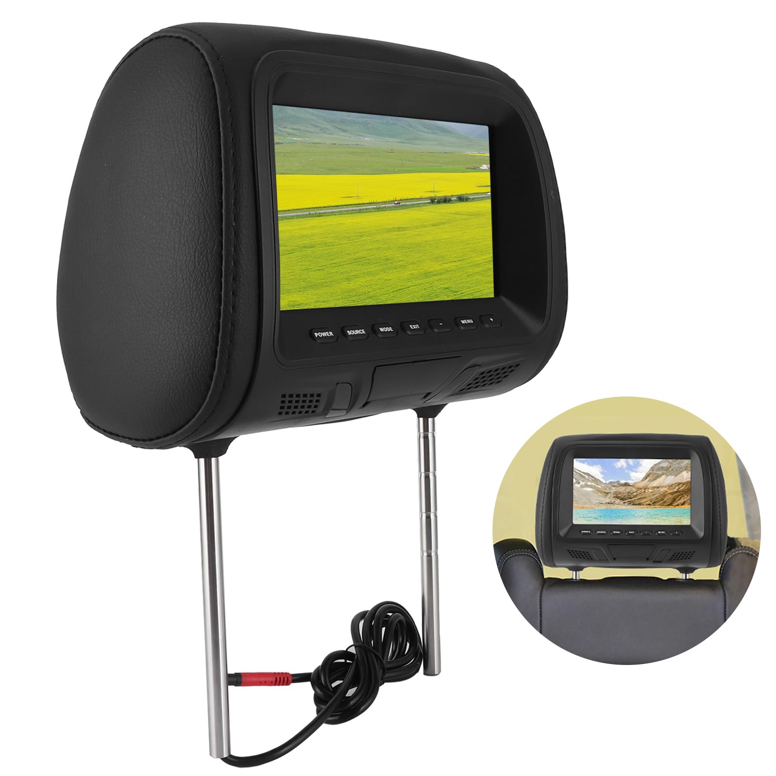 Yctze 7in 1024 x 600 Lettore DVD poggiatesta Auto, Schienale del sedile Lettore multimediale MP5 Monitor poggiatesta LCD RGB Supporto amplificatore USB Bluetooth
