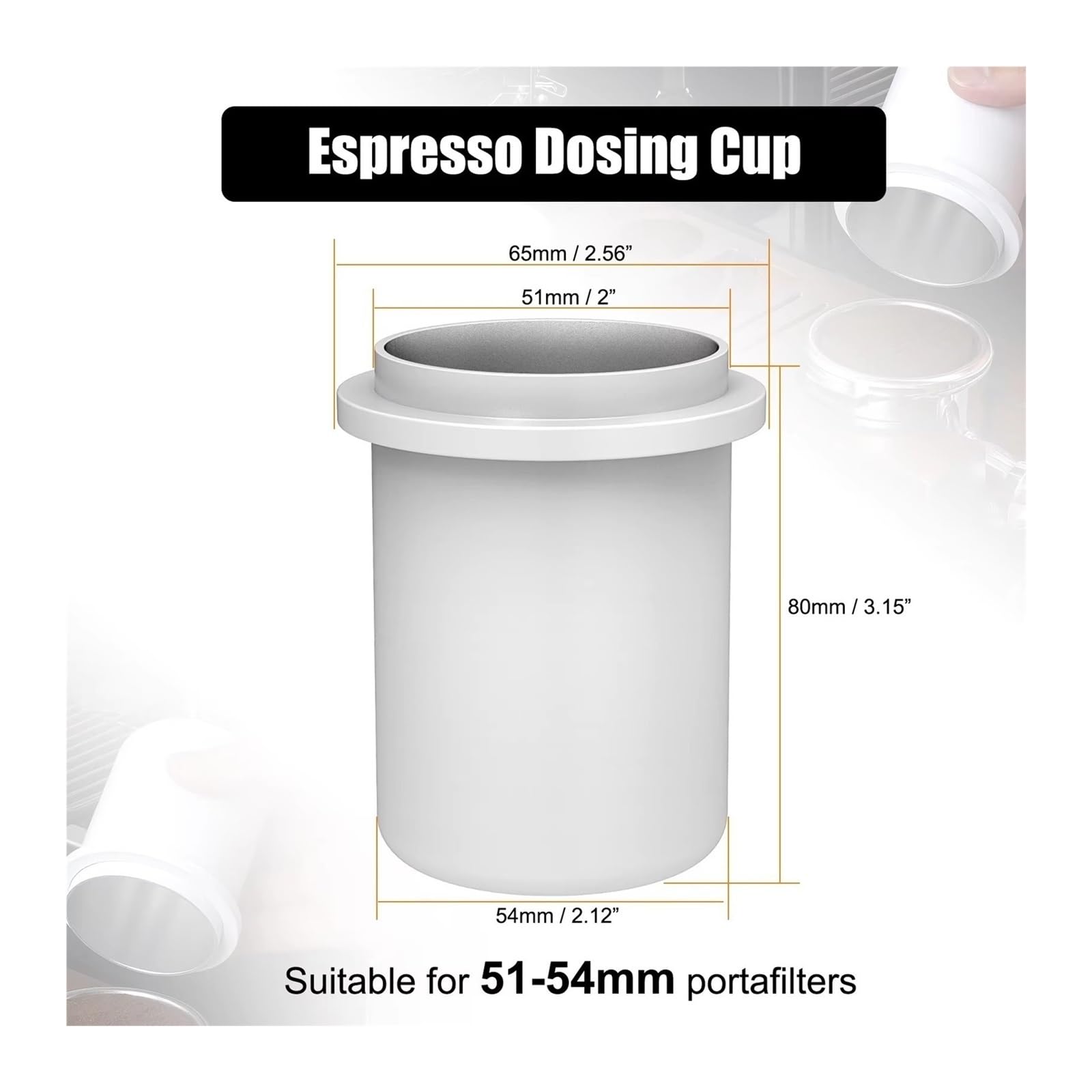 Espresso-Dosierbecher, Kompatibel Mit Allen 51–58 Mm Siebträgern, Espresso-Kaffeezubehör, Aus Aluminium, Weiß(Black 51-54mm)