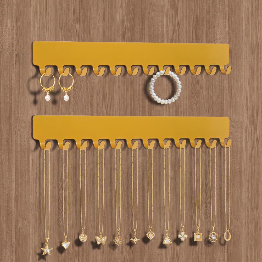 HOTUT 2PCS Organizador De Joyas Para Colgar En La Pared,Metal Soporte De Joyas Con 12 Ganchos,Soporte Para Cadenas De Joyas y Colgadores Con Autoadhesivo Para Pendientes Pulseras Collares,Negro — view 8