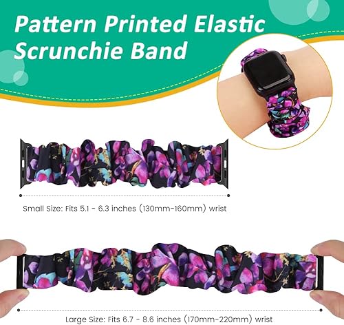 Miniatura 7 de 10 Packs Compatible with Apple Watch Bands Scrunchies 38mm 40mm 41mm 42mm 44mm 45mm 49mm Women Girls Cute Pattern Fabric Wristbands Straps Band for