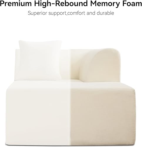 Miniatura 4 de Sofá seccional curvo de terciopelo nube extragrande de 140'', sofá sin estructura con chaise longue en forma de L, sofá seccional modular tapizado