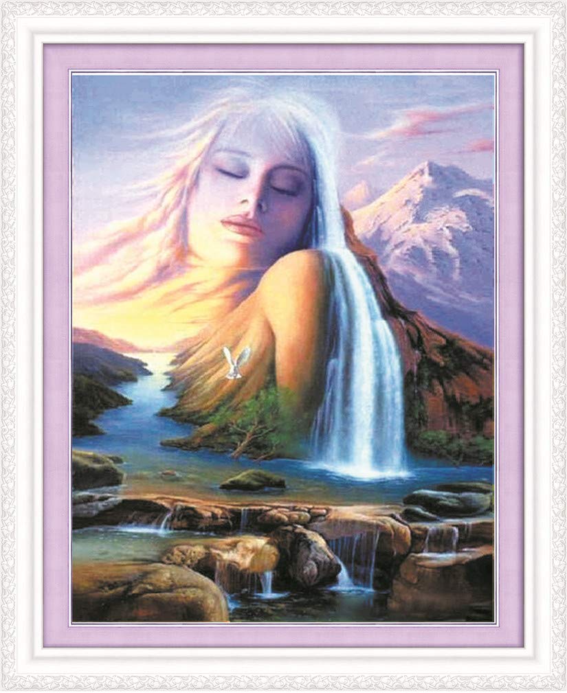 Kreuzstich-Set „Mondlicht-Wasserfall“ – Vorgedruckt Auf 11CT Stoff, 30x40 Cm, Für Anfänger & Erwachsene