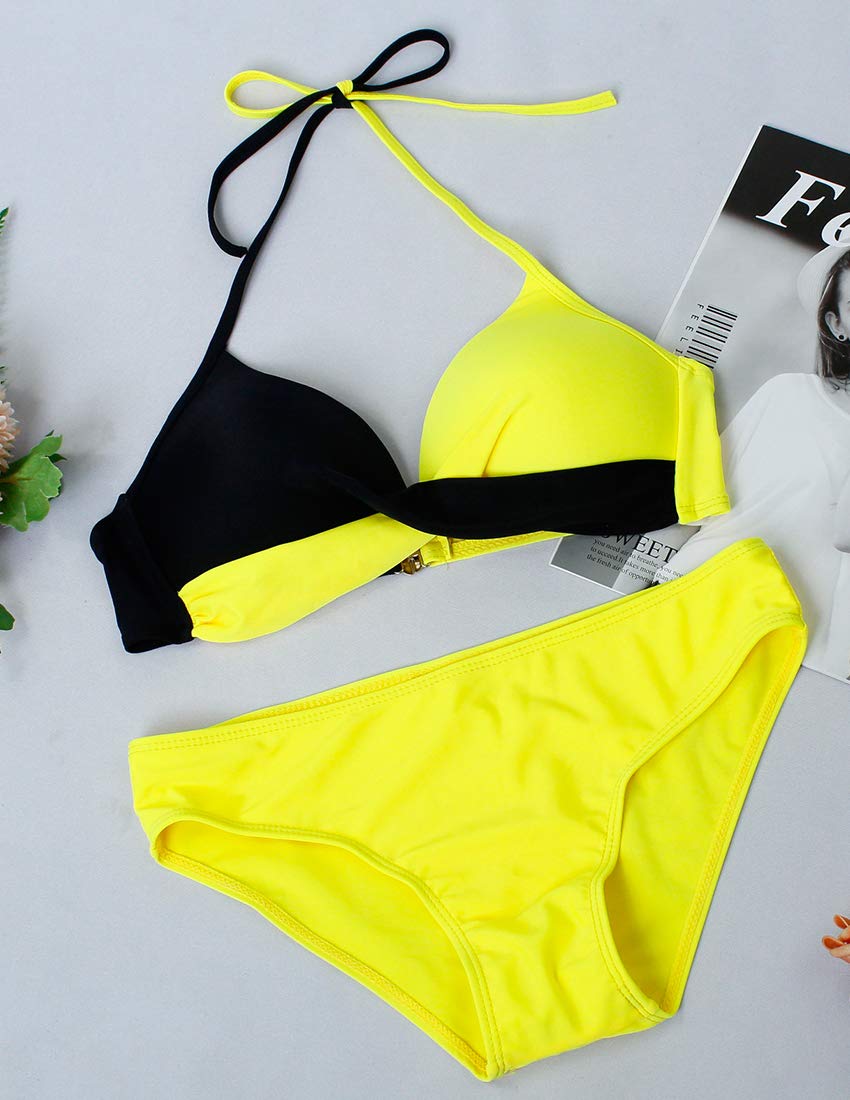 JFAN Donna Costume da Bagno Push Up Imbottito Reggiseno Bikini Donna Due Pezzi Swimwear Abiti da Spiaggia