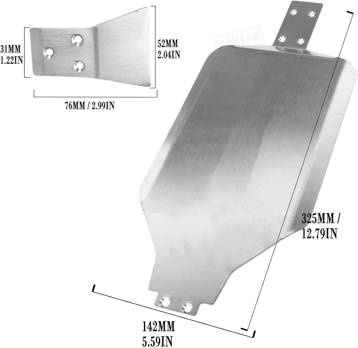 Stainless Steel Chassis Protect Armor Skid Plate Guard Upgrades Part for 1/10 Rustler 4x4 VXL,Chassis Protect Armor Full Version Hops Up,Silver