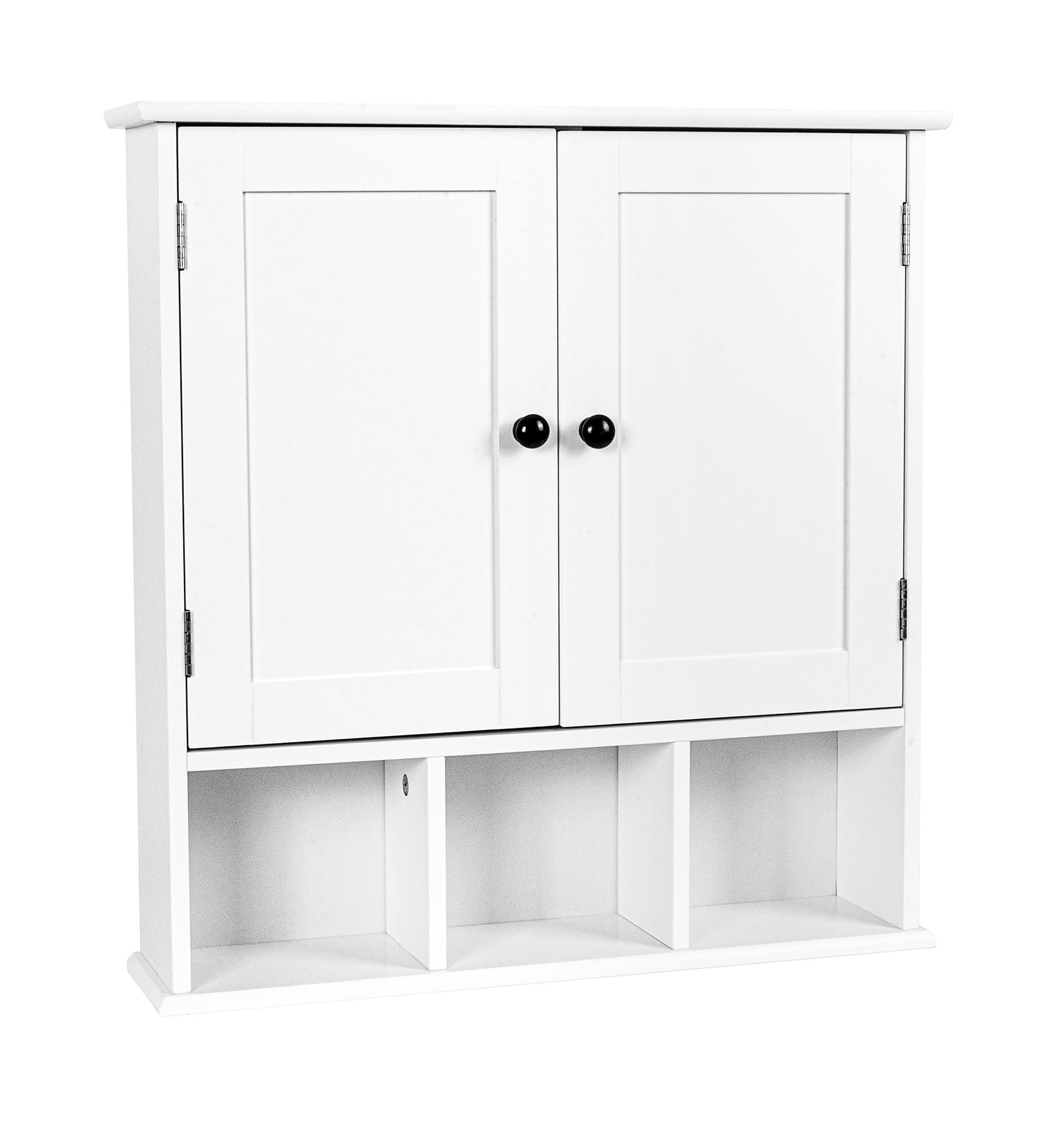leomark Armario de Pared con 3 estantes pequeños, Gabinete Meghan Universal Blanco, Armario Multiusos - Dim: 58 cm (Alto) - Mueble de baño - Armario para salón, Cocina, Pasillo